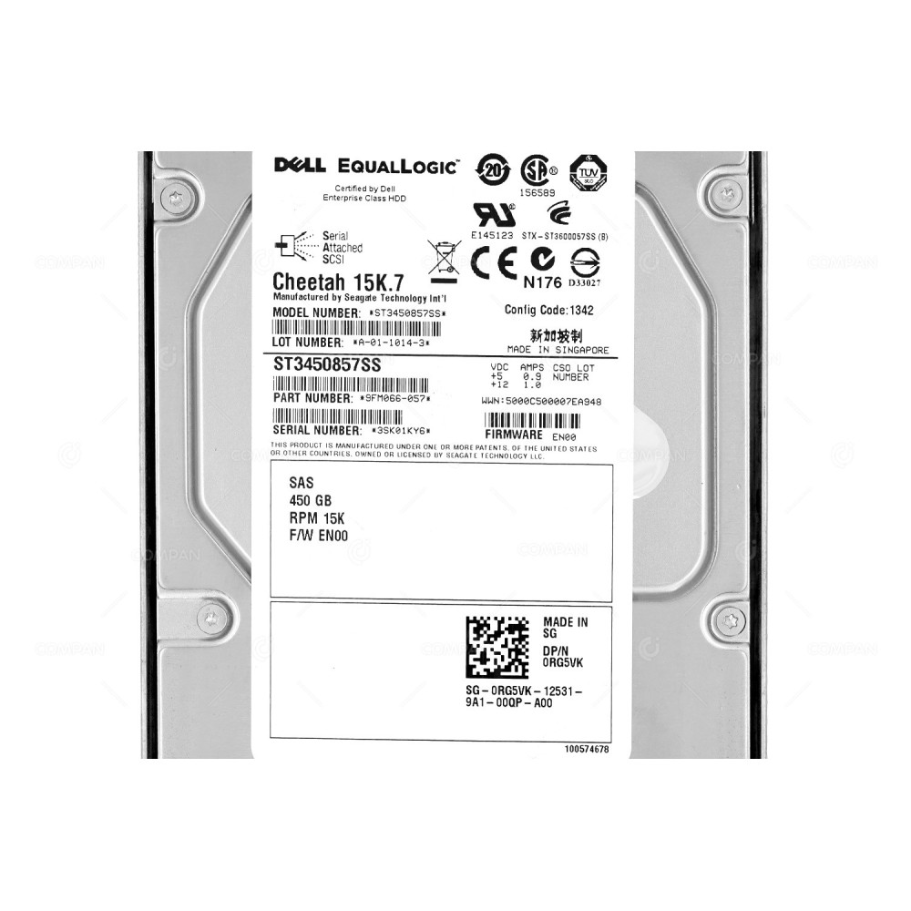 RG5VK DELL HDD 450GB 15K SAS 6G 3.5" LFF HOT-SWAP DELL EQUALLOGIC